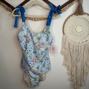 NEW Lime Ricki Field Study Shoulder Tie One Piece Swimsuit